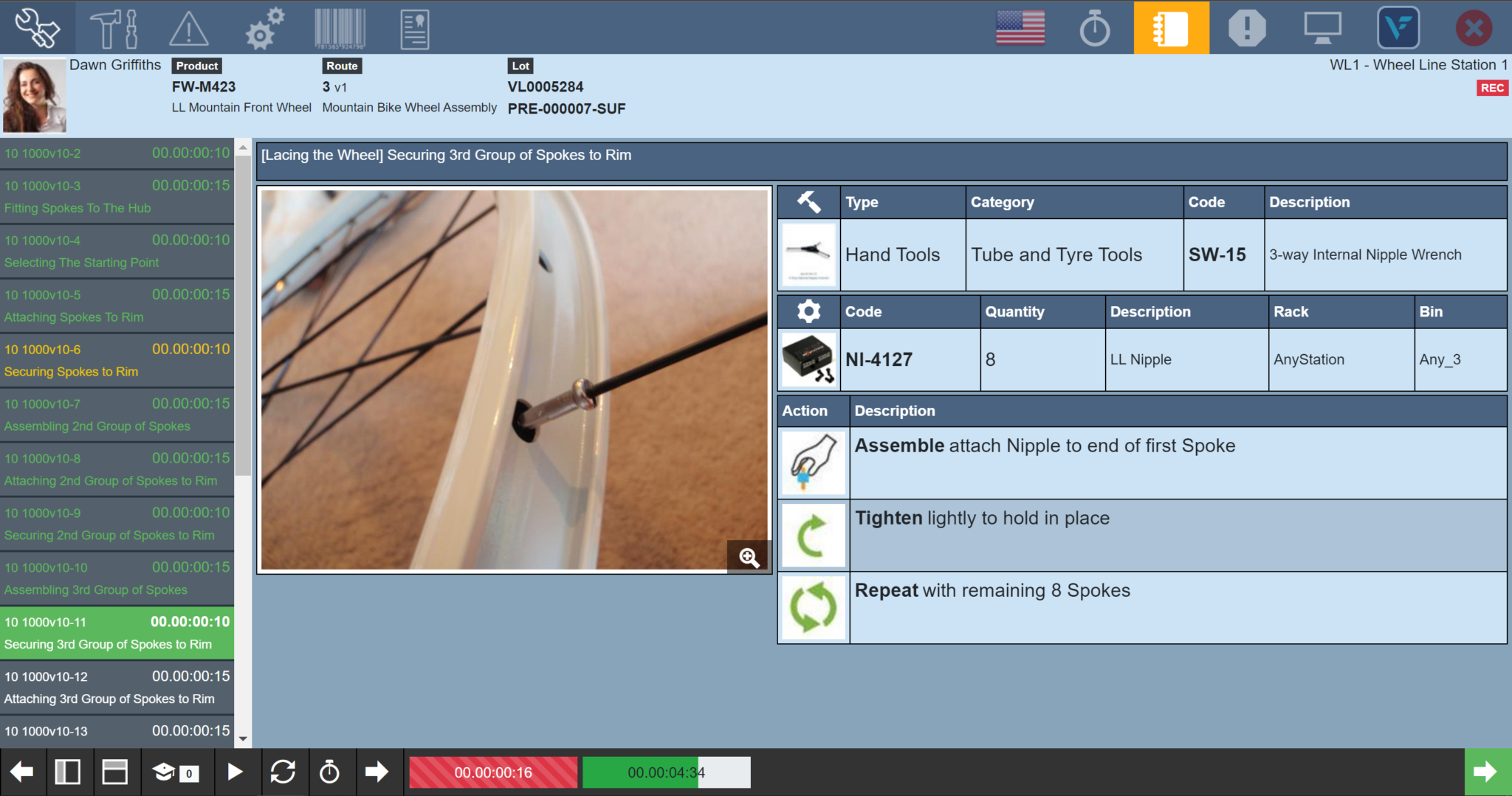 Example of MES instructions without automation